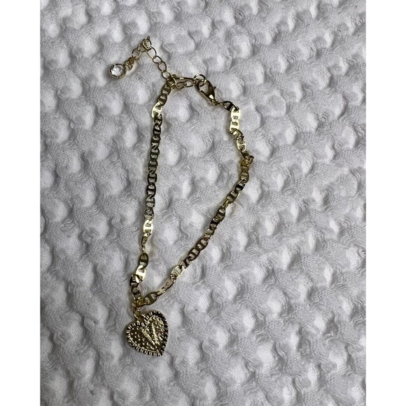 Anklet Bracelet Gold Plated Simulated Howlite Jewelry Adjustable V Initial A1 - Picture 5 of 12